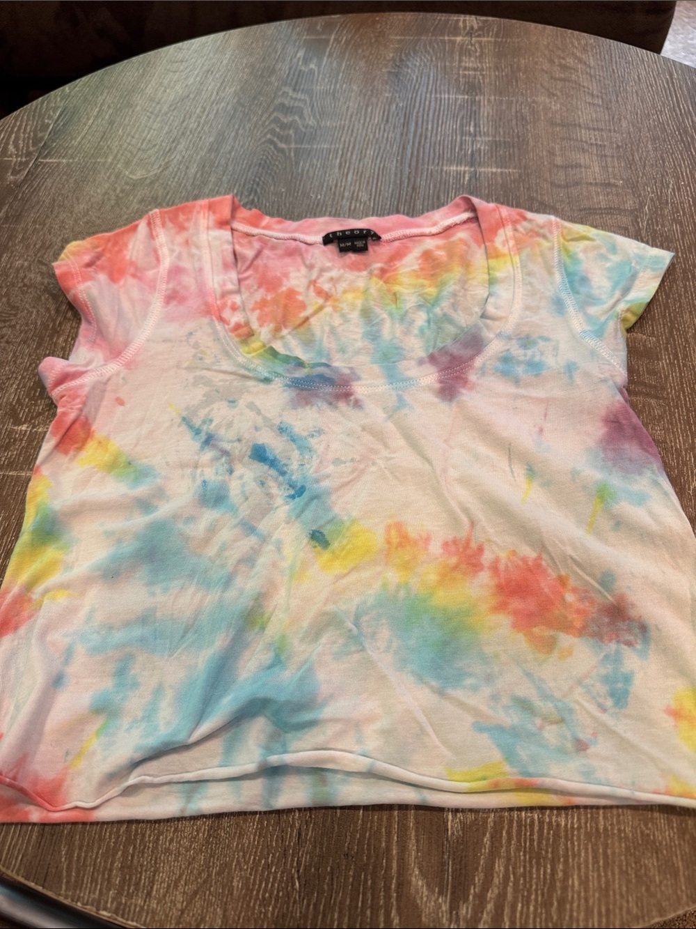 Theory Pastel Tie-Dye Short Sleeve V-Neck Top